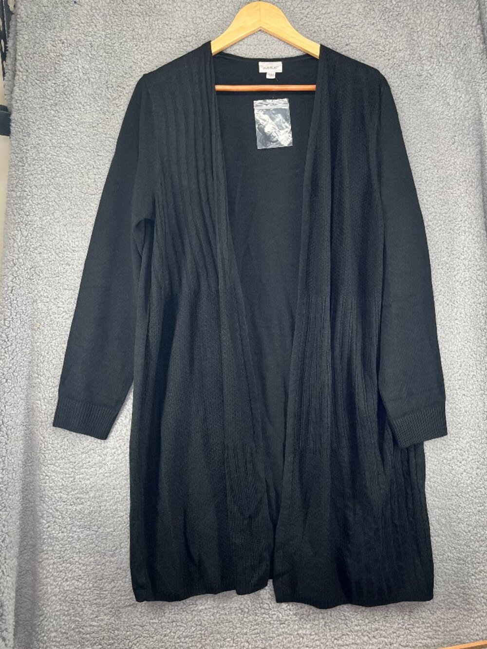 NWT Avenue Lillian Longline Cardigan Black Cable Knit Plus Size 18/20